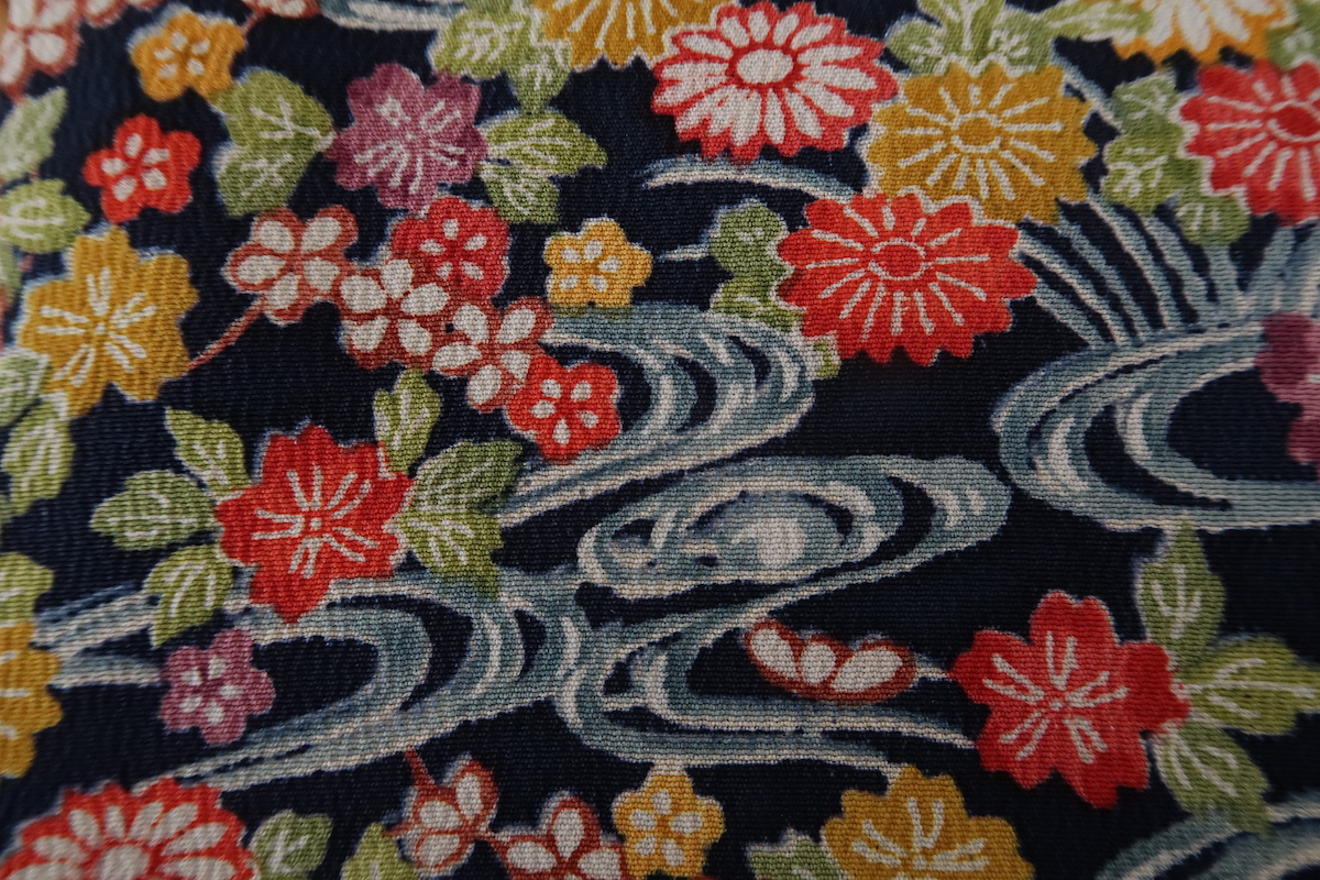 Bourse kinchaku - Kimono Recyclé - Fleurs japonaises – Image 4